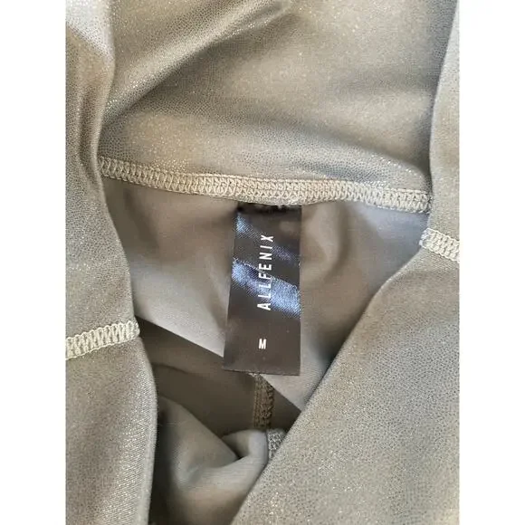 EUC Allfenix Anthropologie Liquid Olive Green Leggings M Shine Sparkle Glitter - Picture 8 of 11